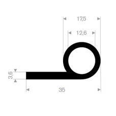 P Gs EPDM  profils 35x17.5 mm