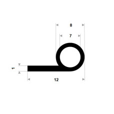 P Gs EPDM gumijas profils 8x12mm