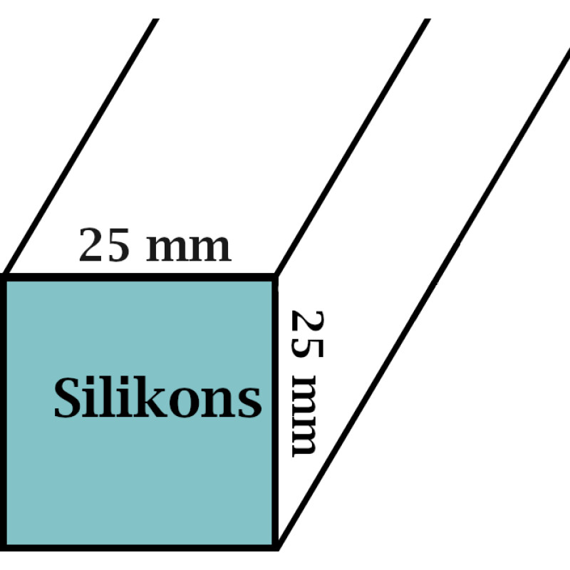 Q Ss Silikona profils  25x25mm 50Sha