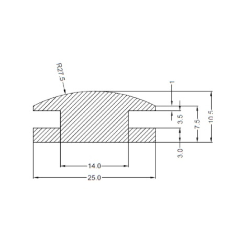 H Gs EPDM profils 25x10,5mm