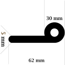 P Gs EPDM gumijas profils  30x20x62mm