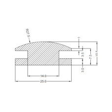 H Gs EPDM profils 25x10,5mm