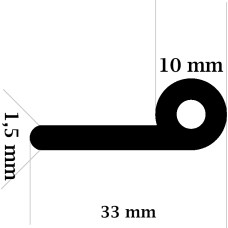 P Gs EPDM profils 1.5x10x33mm