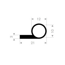 P Gs EPDM gumijas profils 12x21mm