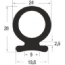 K Gs EPDM gumijas profils ar stiprinājumu 24x28 mm