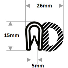 AO Gs Armēts EPDM gumijas profils 15x26mm