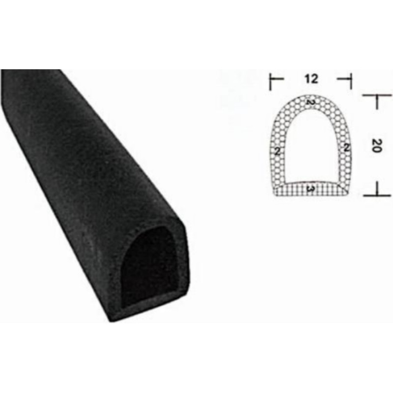 D Gs EPDM gumijas profils 12x20mm