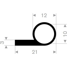 P Gs EPDM gumijas profils 12x21mm