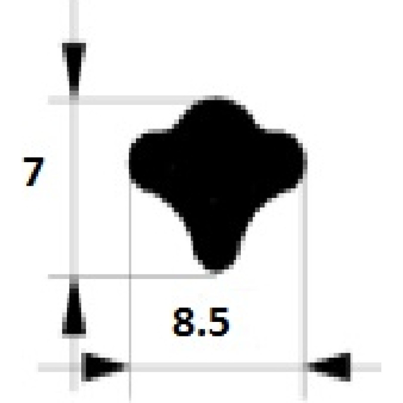 H Gs EPDM profila klin 7x8,5mm