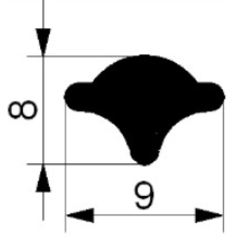 H Gs EPDM profila klin 8x9mm