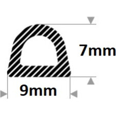 D Gp EPDM porainas gumijas profils ar pašlīmējošo slāni 7x9mm