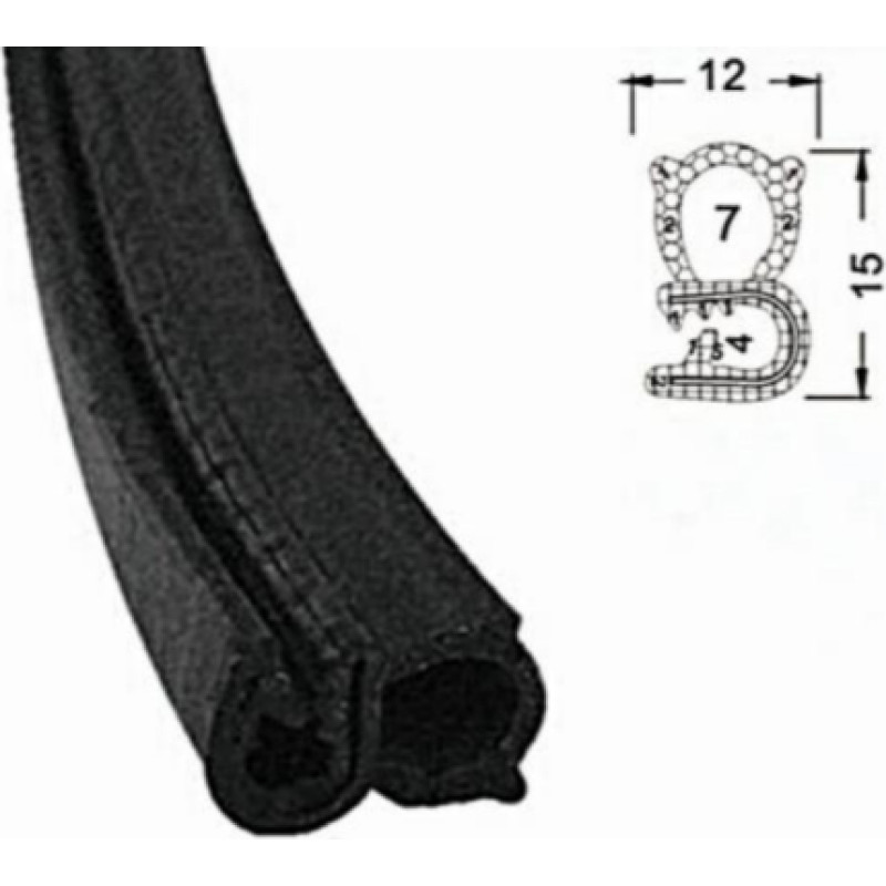 AO Gs Armēts EPDM gumijas profils 12x15mm
