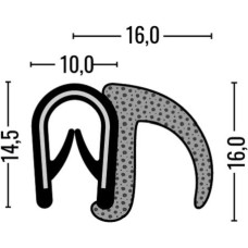 A PGp PVC + EPDM poraina gumijas profils  1,5-4mm