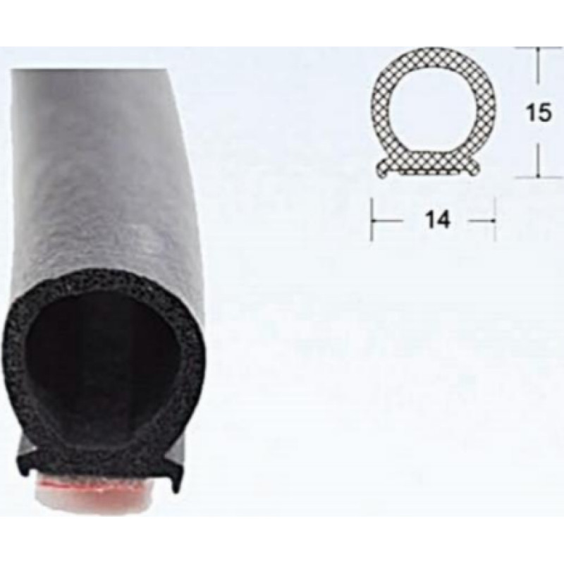 D Gp EPDM porainas gumijas profils 14x15mm