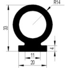 K Gs EPDM gumijas profils 20x33x26mm