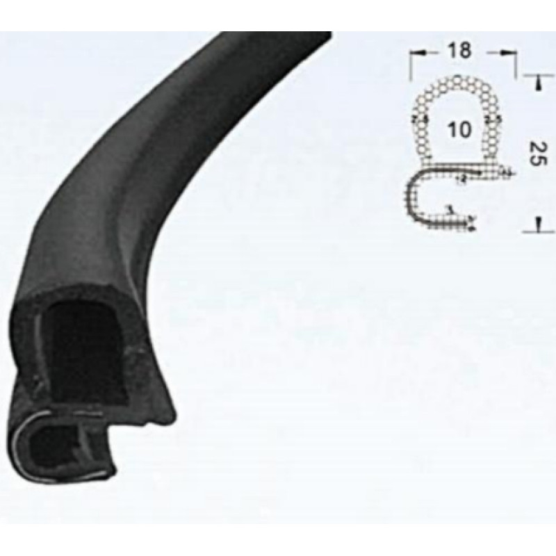 AO Gs Armēts EPDM gumijas profils 18x25mm